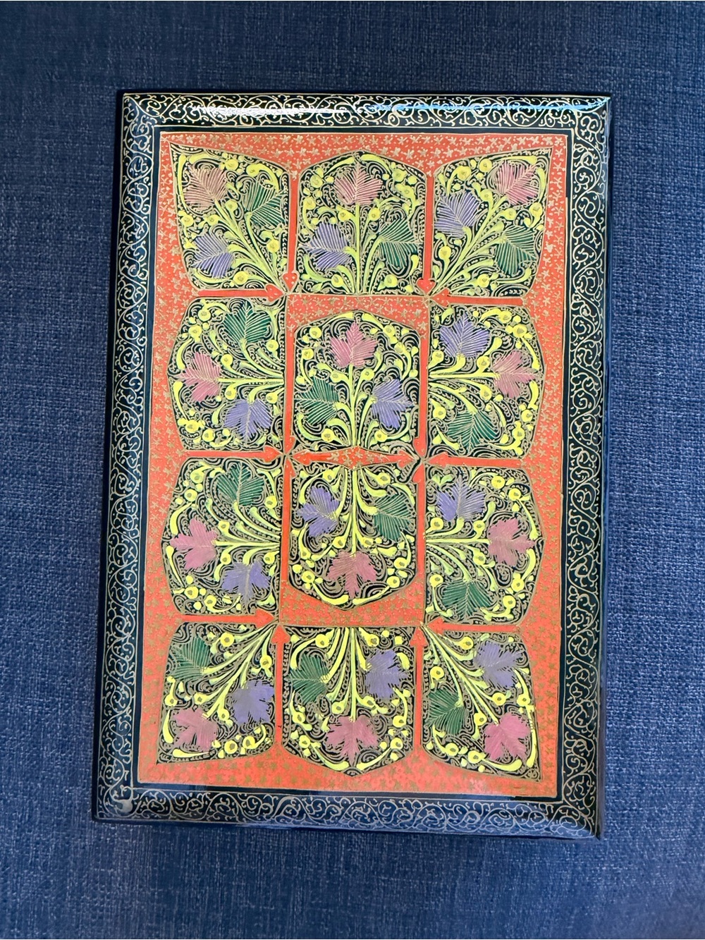 Kashmir Hand Painted Papier Mache Floral Box 6x9